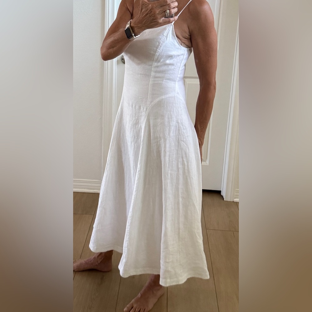 Aritzia White Linen Sleeveless Dress